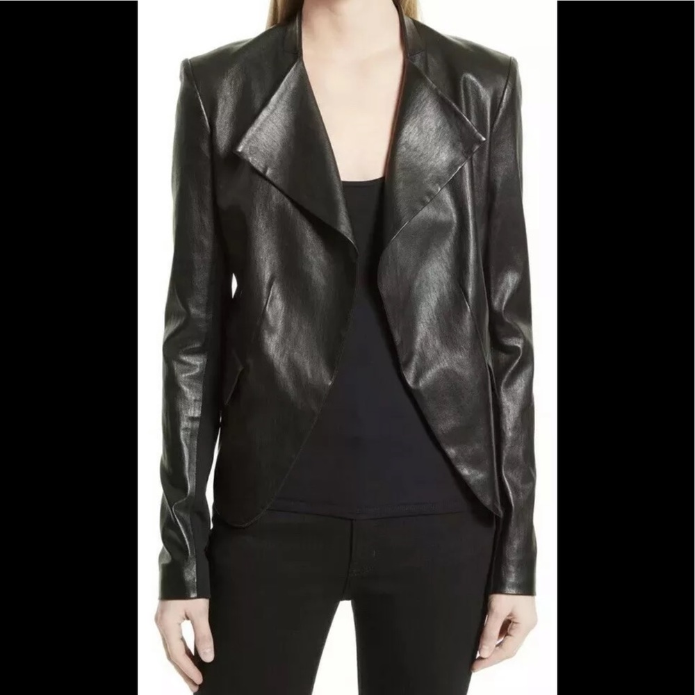 Theory Bristol Peplum Leather Jacket P 0/2